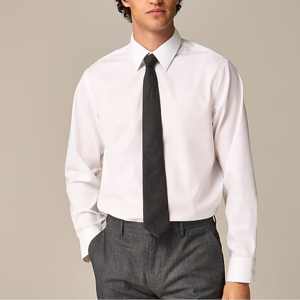 J crew white Slim Bowery performance stretch dress shirt with spread collar